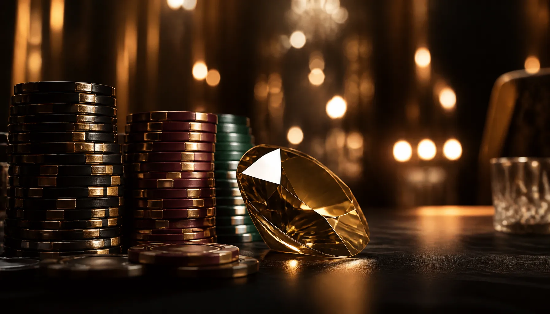 Close-up of gleaming gold coins scattered on deep burgundy velvet surface under warm cinematic light